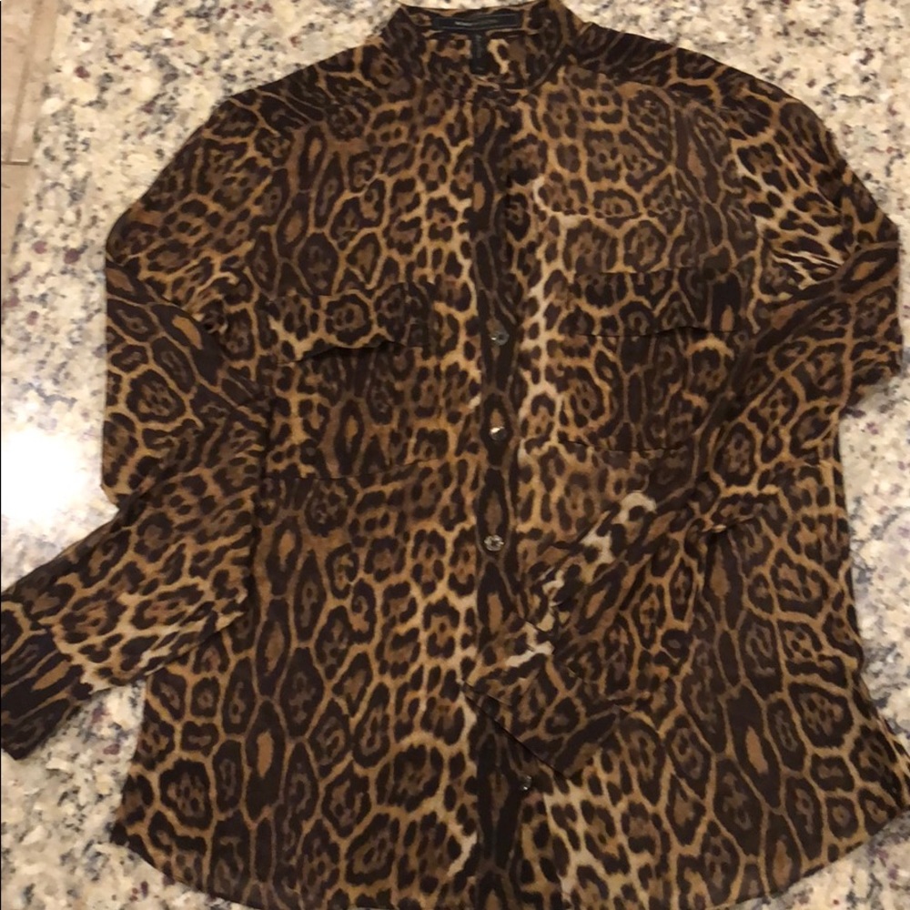 BCBGMaxAzria Leopard sheer blouse